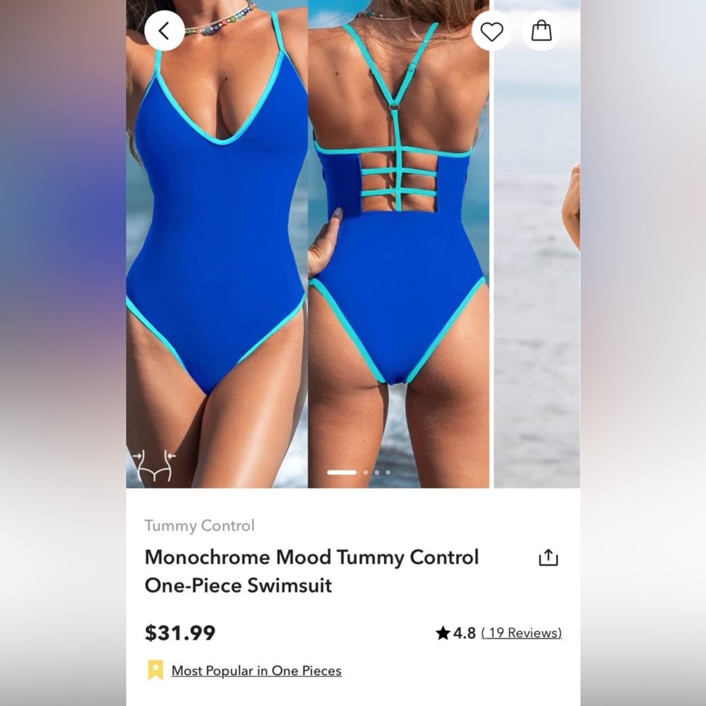 CUPSHE - NWT - Blue and White Swimwear Set